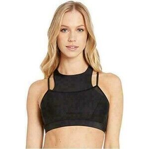 Body Glove Women's Diversion Racerback Strappy High Neck Bikini Top sz XS Black